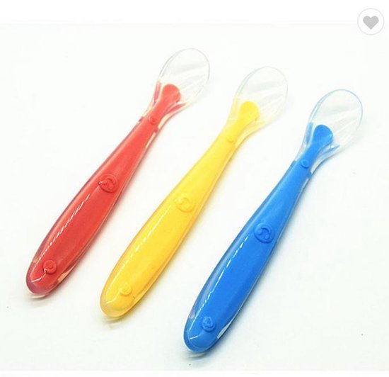 3 Stuks Baby Siliconen Lepel - Babyvoeding - Blauw - Bestek - Zachte Lepel - Baby Lepeltje - Voeden - Eten