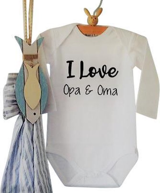 Rompertje met tekst vertellen dat grootouders worden | I love Opa en Oma | Lange mouw | zwart wit | maat 62/68 | hoera jullie zijn zwanger zwangerschapsaankondiging jongen meisje unisex