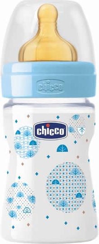 Chicco Well-Being Rubber Baby Bottle PP Regular Flux Blue 0m+ 150ml