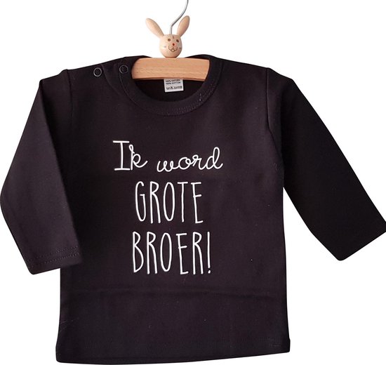 Shirt jongen Ik word grote broer | lange mouw T-Shirt | zwart | maat 92