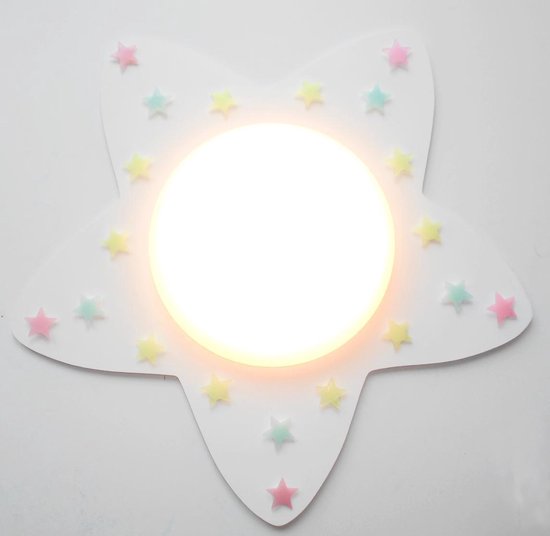 Funnylight baby en kinder LED lamp  Ster wit met multicolour sterren - Trendy plafonniere voor de jongens en meisjes slaapkamer