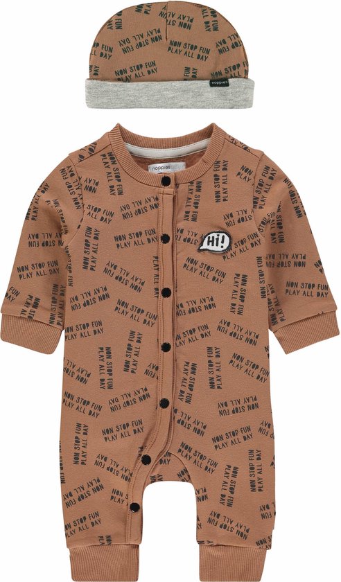 Noppies Set(2delig) Boxpak Washed Wood Met Muts Bruin - Maat 50