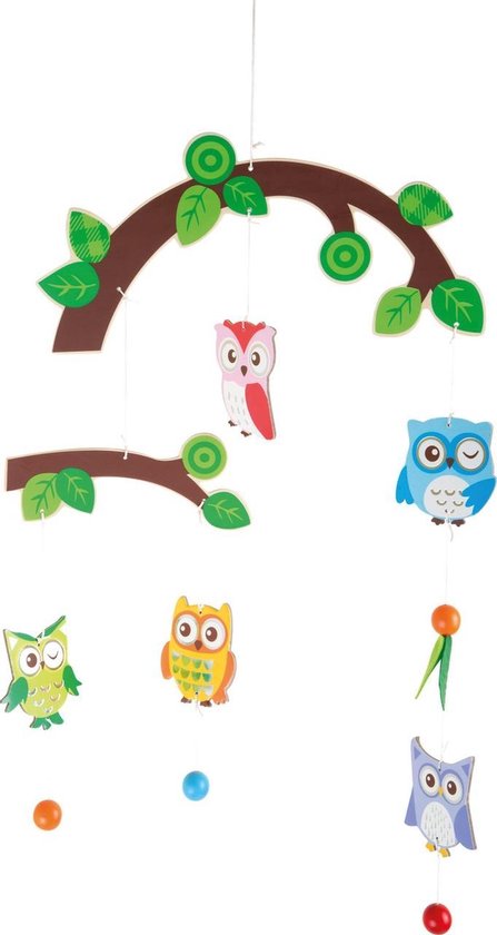 Houten mobiel - Uiltjes in de boom - Mobiel voor baby's - Geen muziekmobiel - Eenvoudig te monteren!