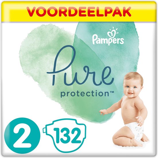 Pampers Pure Protection Luiers - Maat 2 (4-8 kg) - 132 Stuks - Maandbox