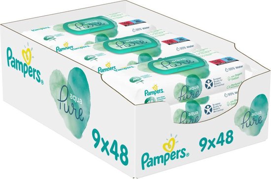 Pampers Aqua Pure Babydoekjes - 432 stuks
