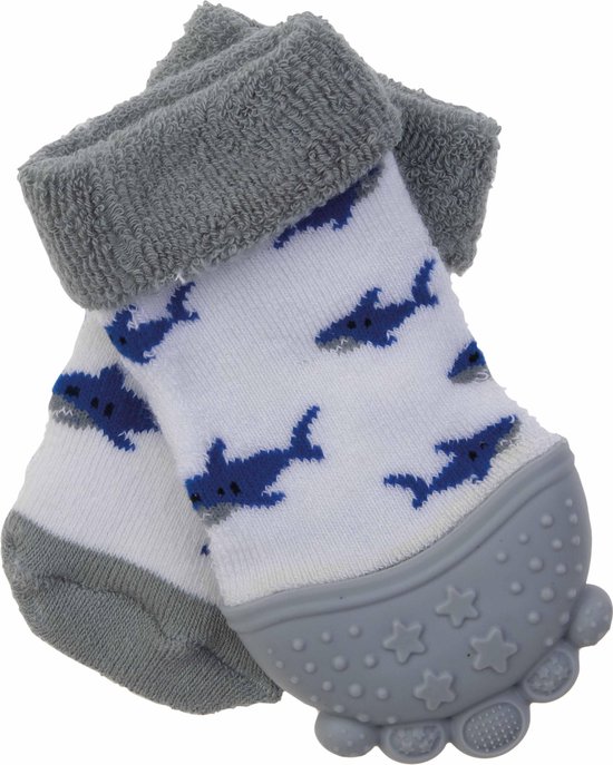 Nûby - Babysokjes met silicone bijtstukje - Grijs - 3m+