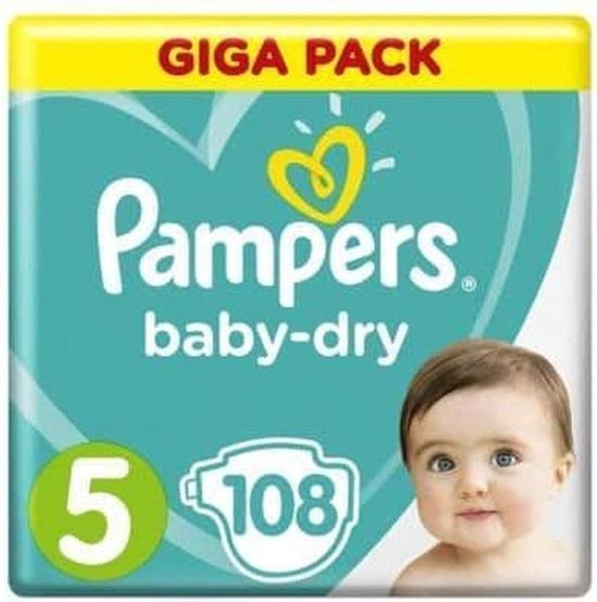 Pampers - Baby Dry Luiers - Maat 5 - 11 tot 16 Kg - 108 Stuks