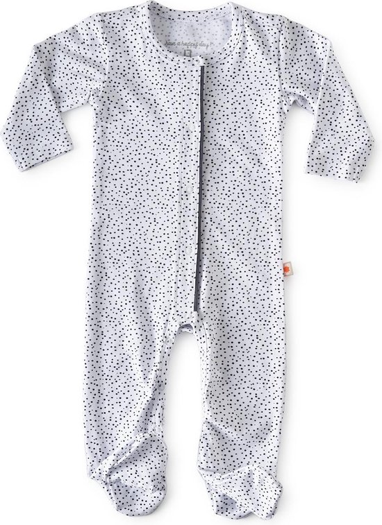 Little Label - baby - boxpakje met voetjes - wit, zwarte stipjes - maat 50 - bio-katoen