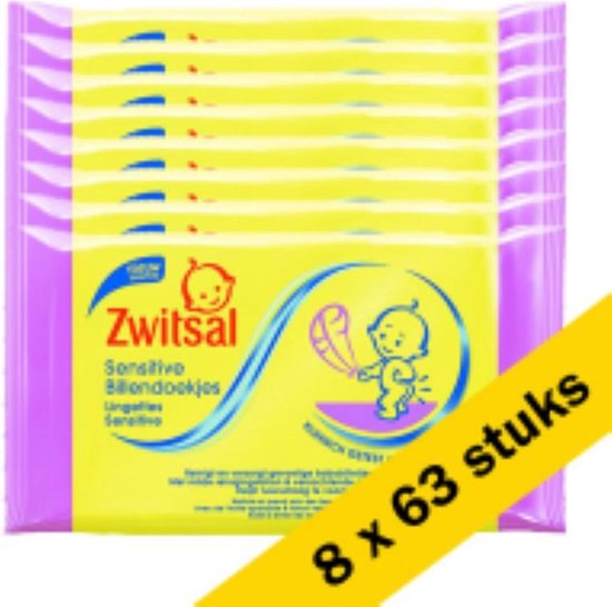 Zwitsal Sensitive Billendoekjes 8 x 63 stuks - Voordeelverpakking
