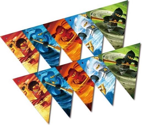 Lego Ninjago Slingers- Feestversiering Vlaggenlijn - 2,50 meter lang - Kinderfeest - Thema feest