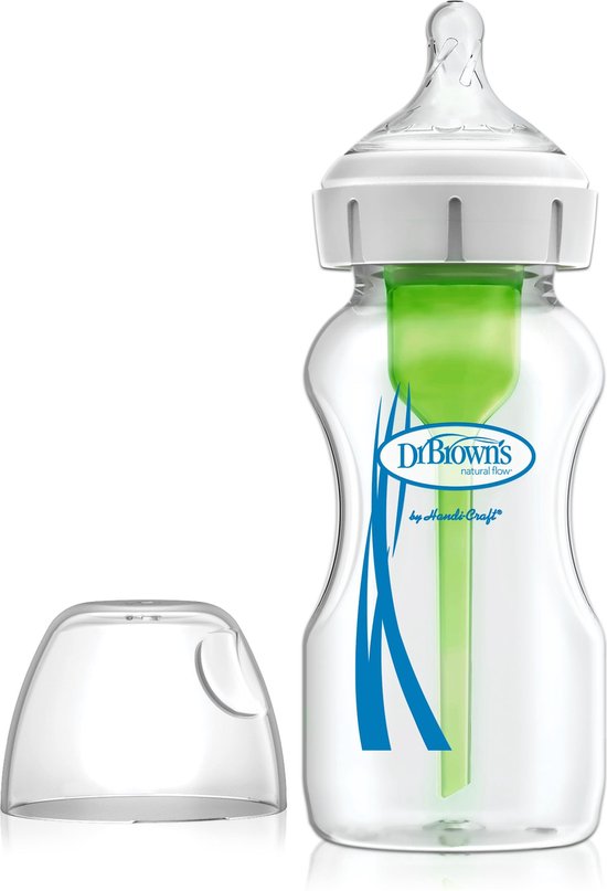 Dr. Brown's Options+ Anti-colic Botle Babyfles - Brede Halsfles glas 270 ml