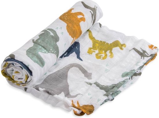 Little Unicorn muslin swaddle dino friends