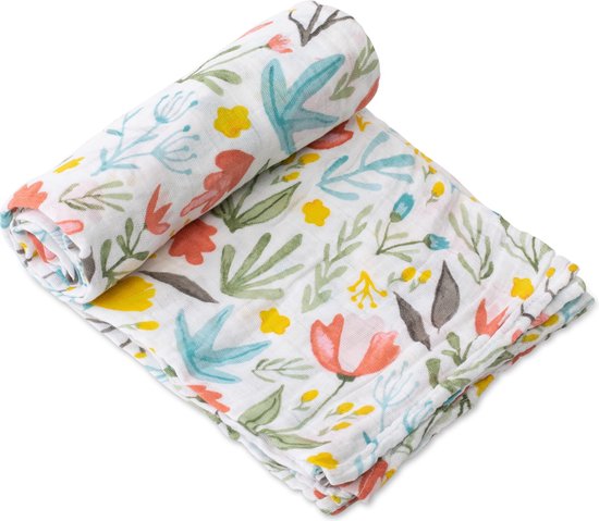 Katoenen Mousseline Inbakerdoek Single - Meadow