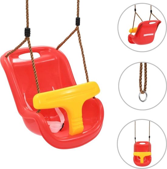 vidaXL Babyschommel met veiligheidsgordel PP rood