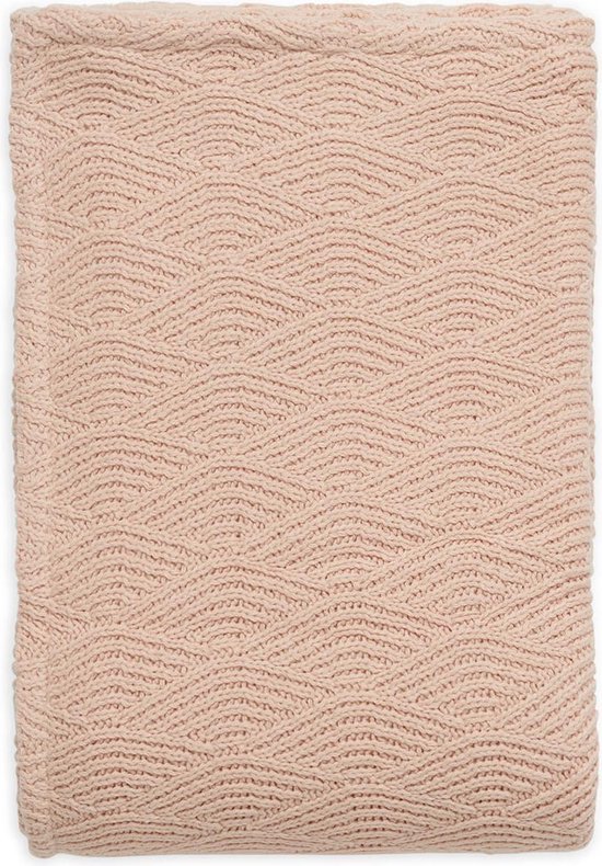 Deken 75x100cm River knit pale pink/coral fleece
