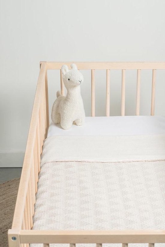 Deken 100x150cm River knit cream white/coral fleece