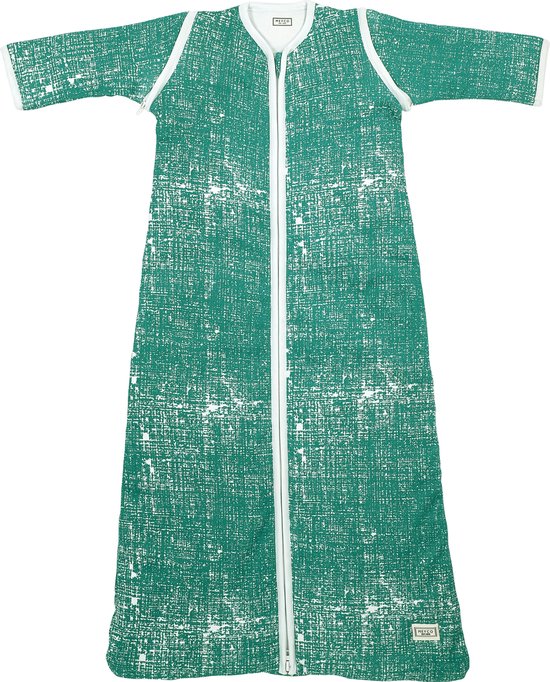 Meyco Fine Lines babyslaapzak met afritsbare mouw gevoerd - 90 cm - Emerald green