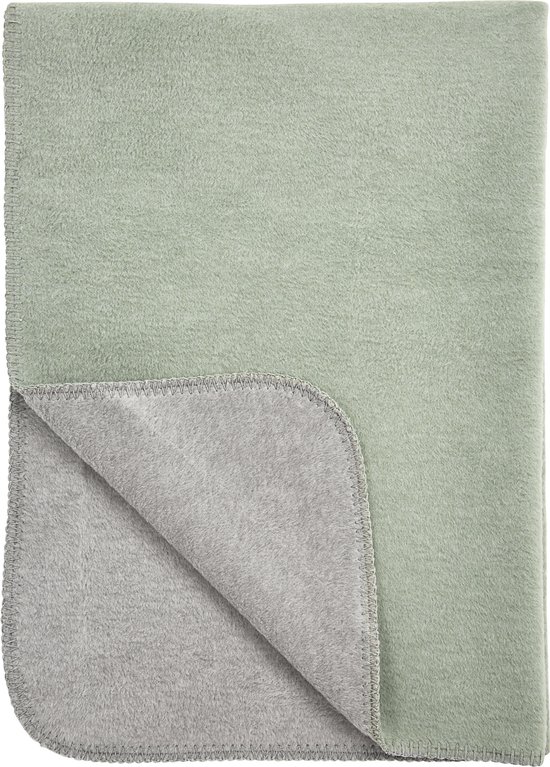 Meyco Double Face ledikantdeken- 100x150 cm - Stone green/Grijs melange