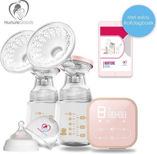 NurtureGoods Smart 1.0 Dubbele Elektrische Borstkolf - Inclusief 2x180 ml Babyfles, Kolfdagboek En Speen