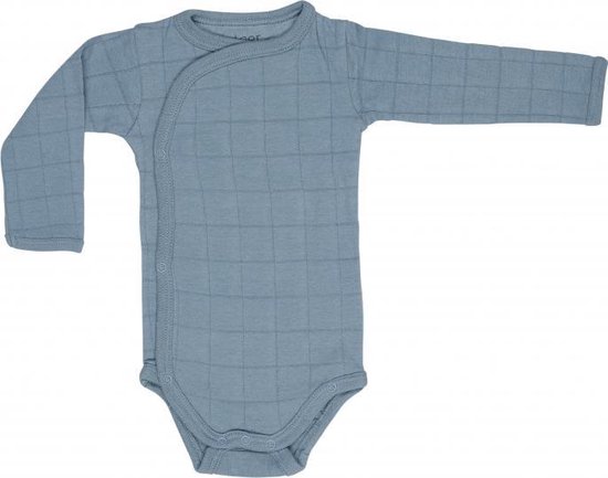 Lodger Baby Overslag Romper - Maat 80 - Romper Solid - 100% Katoen - Elastisch - Handige Overslag - Extra Laag Geprijsd - Unisex - Blauw