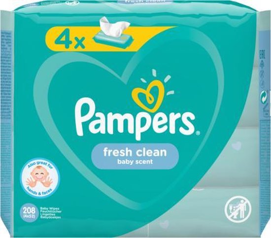 Pampers Fresh Clean Babydoekjes 4 Pakken (4 x 52 Stuks)