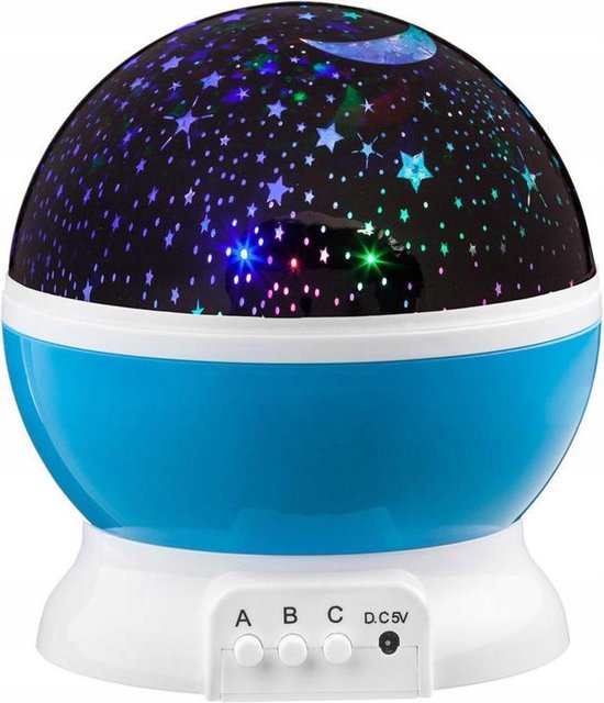 SterrenHemel NachtLampje baby/kind - Roterende Sterren Projector- Projectie Lamp- KinderKamer - Nachtlampje - Kinderen +Bijbehorende Kabel - Blauw