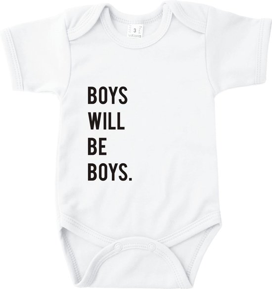 Rompertjes baby met tekst Boys Will Be Boys - Wit - Maat 62/68 - Kraam cadeau - Babygeschenk - Romper - Geboorte Jongen - Valentijn - Moederdag - Vaderdag