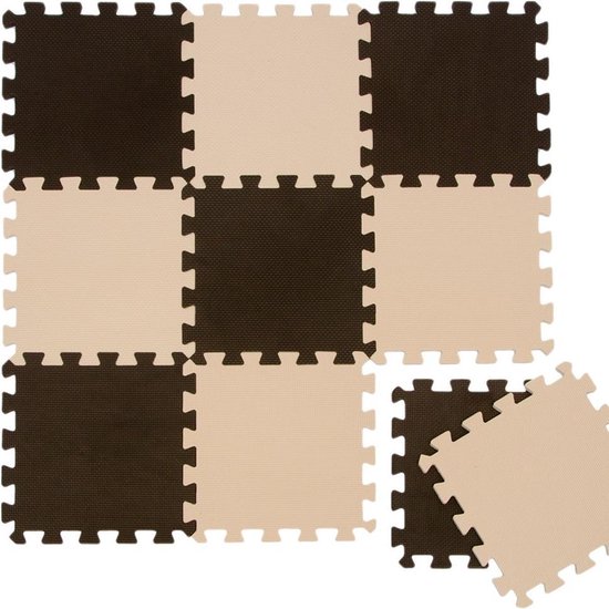 Baby-puzzelmat van Nul - Kinderen Speelmat - Eva Kruipmat Mat Bruin Beige