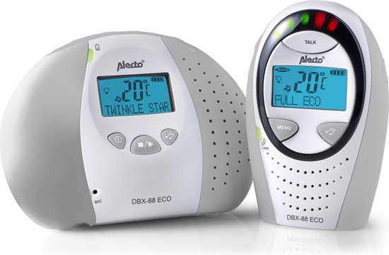 Alecto DBX-88GS - Full Eco DECT babyfoon met display - Wit/Grijs