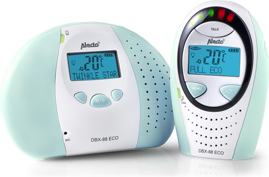 Alecto DBX-88MT - Full Eco DECT babyfoon met display - Wit/Mintgroen