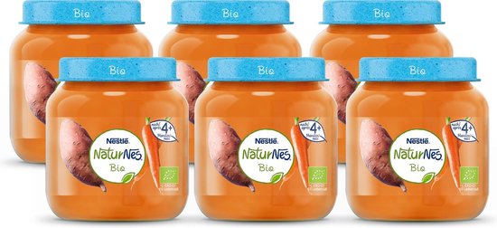 NaturNes Bio Zoete Aardappel Wortel - babyvoeding biologisch - vanaf 4 maanden - 6 potjes