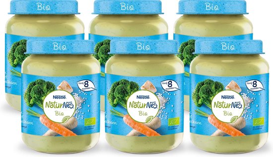 NaturNes Bio Broccoli Pastinaak Kalkoen - babyvoeding biologisch - vanaf 8 maanden - 6 potjes