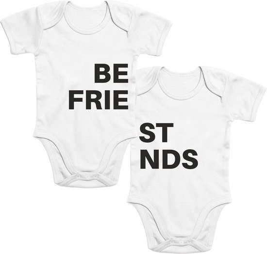 Baby Rompertje Best Friends - Tweeling - Wit - Maat 62/68 - Kraam cadeau - Babygeschenk - Romper - Geboorte - Valentijn - Moederdag - Vaderdag