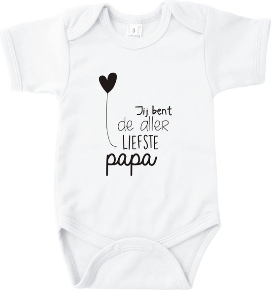 Rompertjes baby met tekst -   Jij bent de allerliefste papa - Wit - Maat 62/68 - Voor Papa - Vaderdag - Valentijn - Babygeschenk - Baby kado - Romper - Babyshower