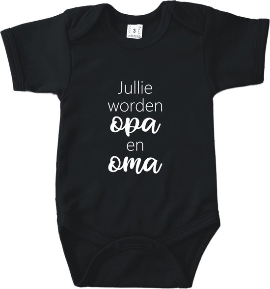 Rompertje Zwangerschapsaankondiging - Jullie worden Opa & Oma - Zwart - Maat 50/56 - Voor Oma & Opa - Valentijn - Babygeschenk - Baby kado - Romper - Babyshower