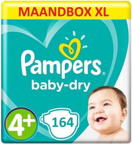 Pampers Baby Dry Maat 4+ - 164 Luiers Maandbox XL