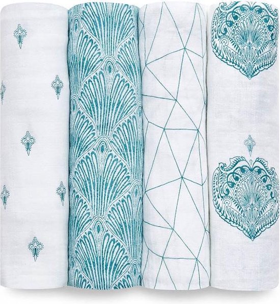 Aden + Anais 4-pack swaddles Paisley teal