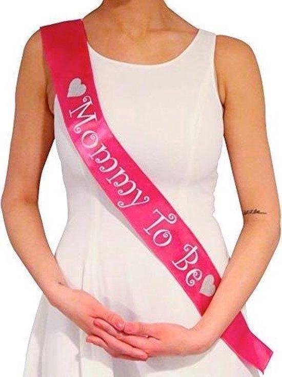 Mommy to be baby shower Sjerp Sash Versiering voor zwangere Roze met witte letters Speciaal voor Baby shower decoratie en Gender Reveal.