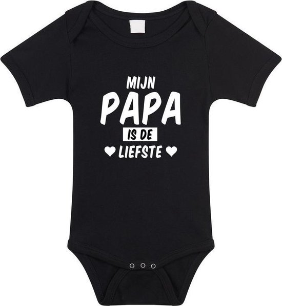 Mijn papa is de liefste tekst baby rompertje zwart jongens en meisjes - Kraamcadeau - Babykleding 56 (1-2 maanden)