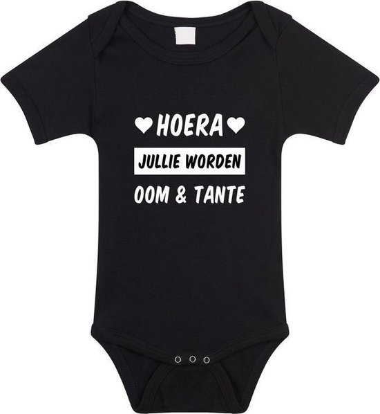 Hoera jullie worden oom en tante tekst baby rompertje zwart meisjes en jongens - Kraamcadeau - Babykleding 68 (4-6 maanden)