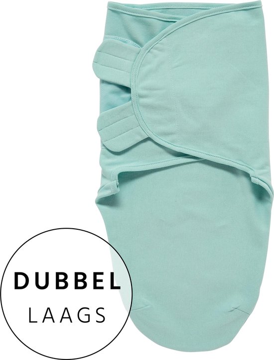 Swaddlemeyco Inbakerdoek dubbellaags - 0-3 maanden - uni new mint