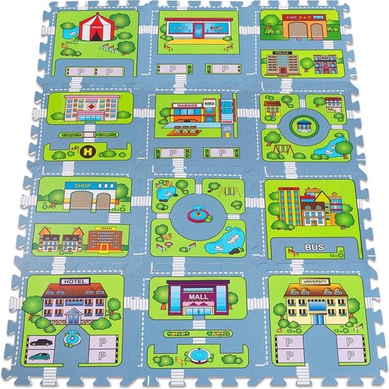 Deuba Vloerbescherming/puzzelmat 20st. in de straat-speloptiek