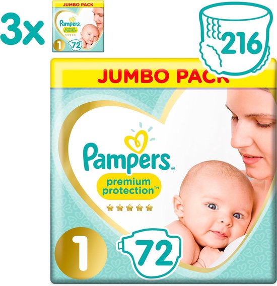 Pampers Premium Protection Luiers - Maat 1 (2-5 kg) - 216 stuks