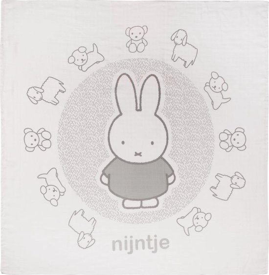 Nijntje Inbakerdoek Swaddle Hydrofiel 120 x 120 - Grass - Grijs