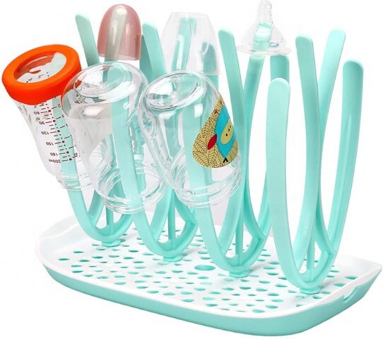 Flessen droogrek - Afdruiprek babyfles - Flessendroogrek -  Afdruiprek met lekbak - Droogrek babyflessen - Mint