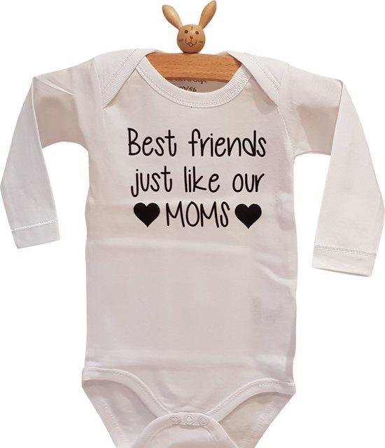 Baby rompertje tekst vriendinnen mama Best friends just like our moms maat 62-68 wit lange mouw samen zwanger