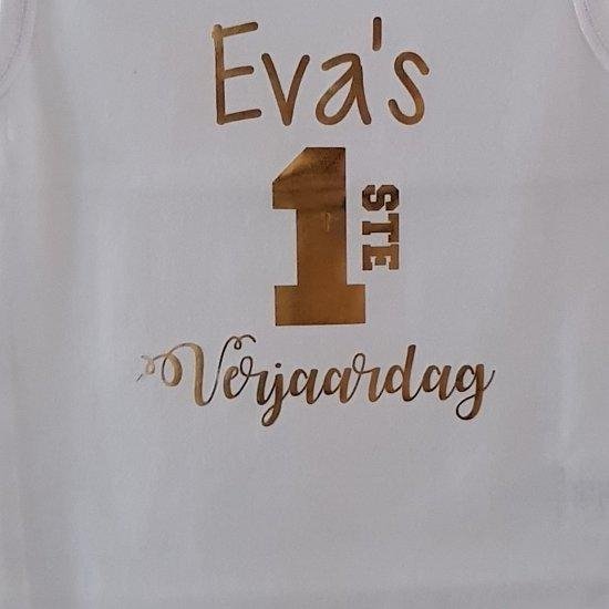 Baby Rompertje tekst opdruk 1 jaar eerste verjaardag 1 jaar meisje jongen  | Lange mouw | wit goud roze blauw zwart | maat 74-80 | jarig party girl Cakesmash outfit / first birthday / een eerste verjaardag / met naam