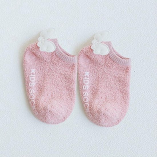 Kinderen Coral Fleece Wings Pattern Antislip Babysokken, Maat: S (Roze)