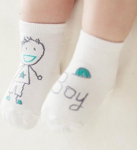 3 paar pasgeboren sokken Cartoon katoenen babysokjes, maat: 10-12cm (jongen)