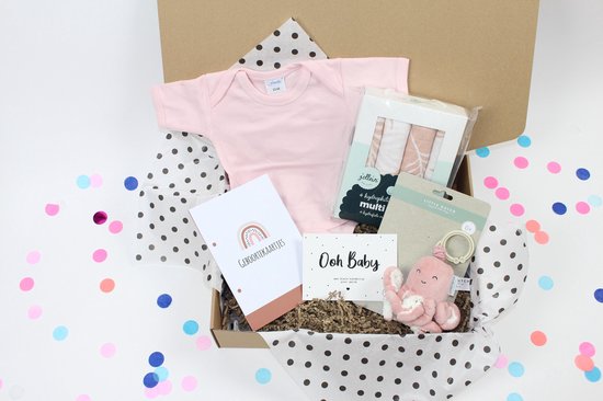 Happy little Box - Baby box- Kraampakket - 4 leuke producten  - roze
